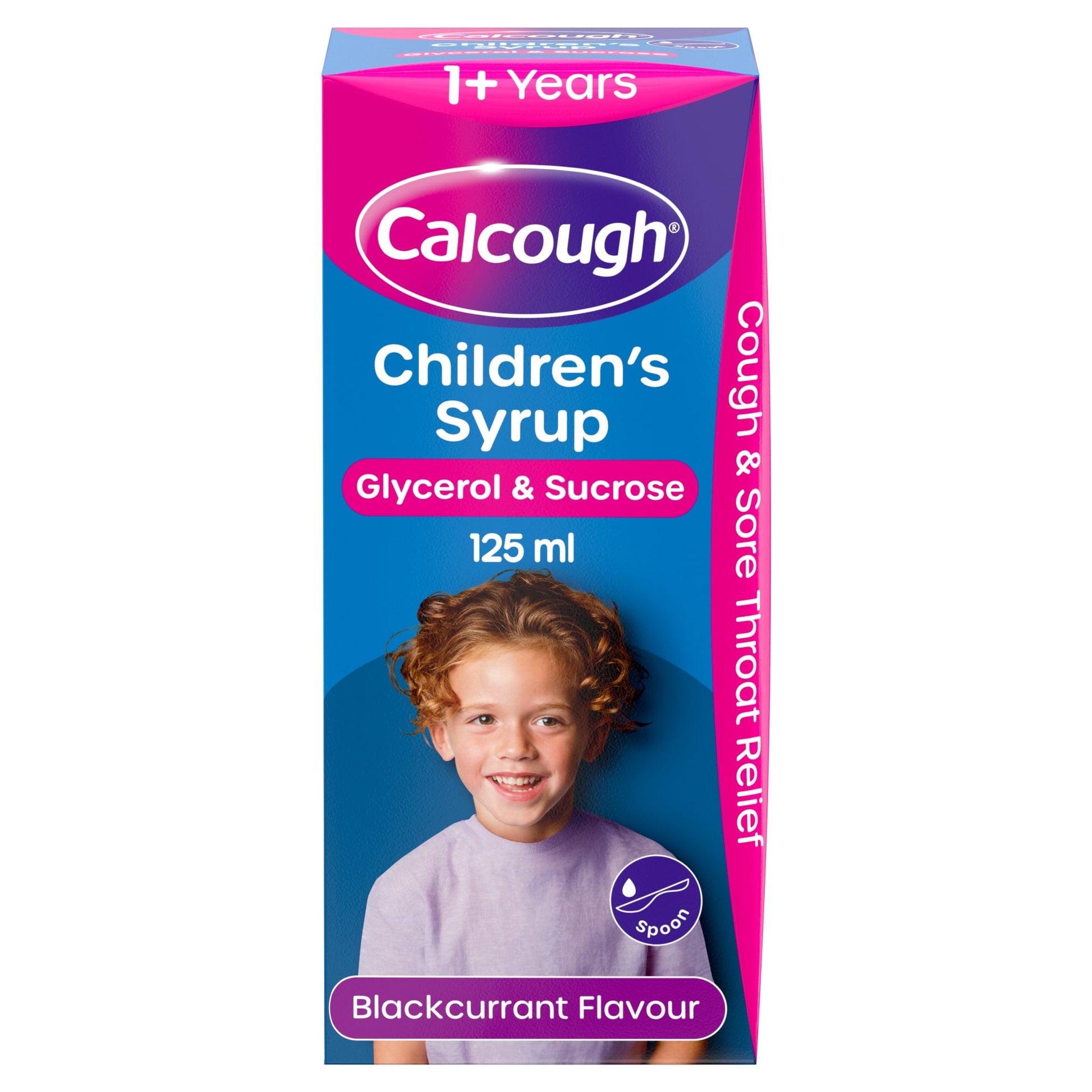 Calcough Children's Syrup Blackcurrant - Cough & Sore Throat Relief 1+ Year 125ml — image 1