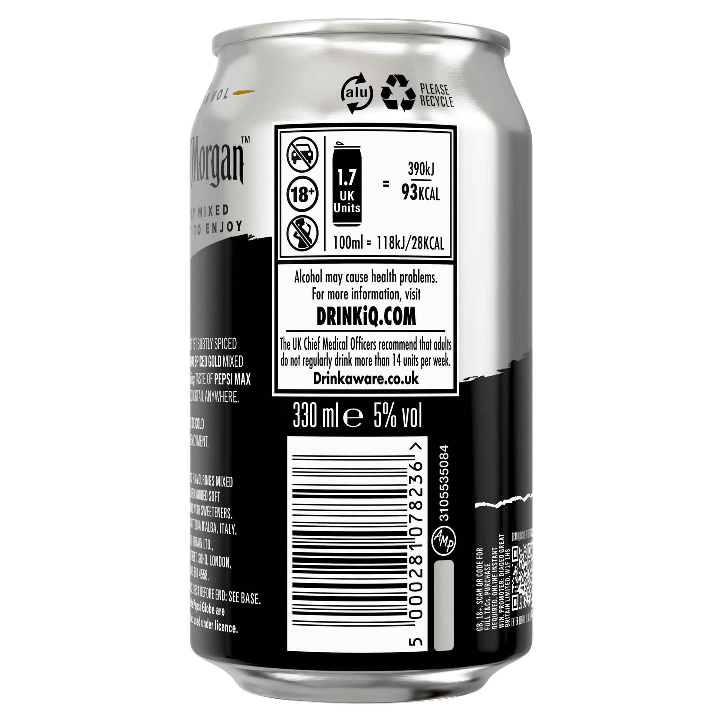 CAPTAIN MORGAN Original Spiced Gold & Pepsi Max 330ml