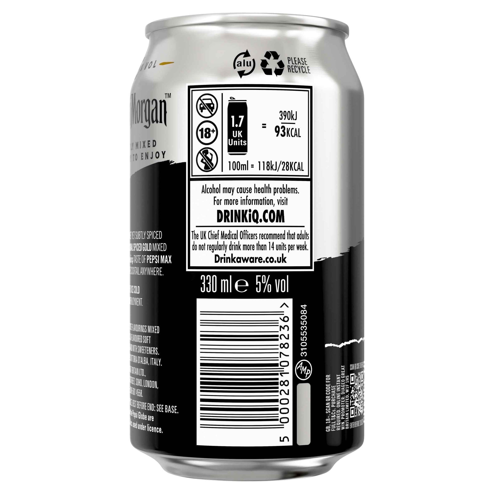 CAPTAIN MORGAN Original Spiced Gold & Pepsi Max 330ml