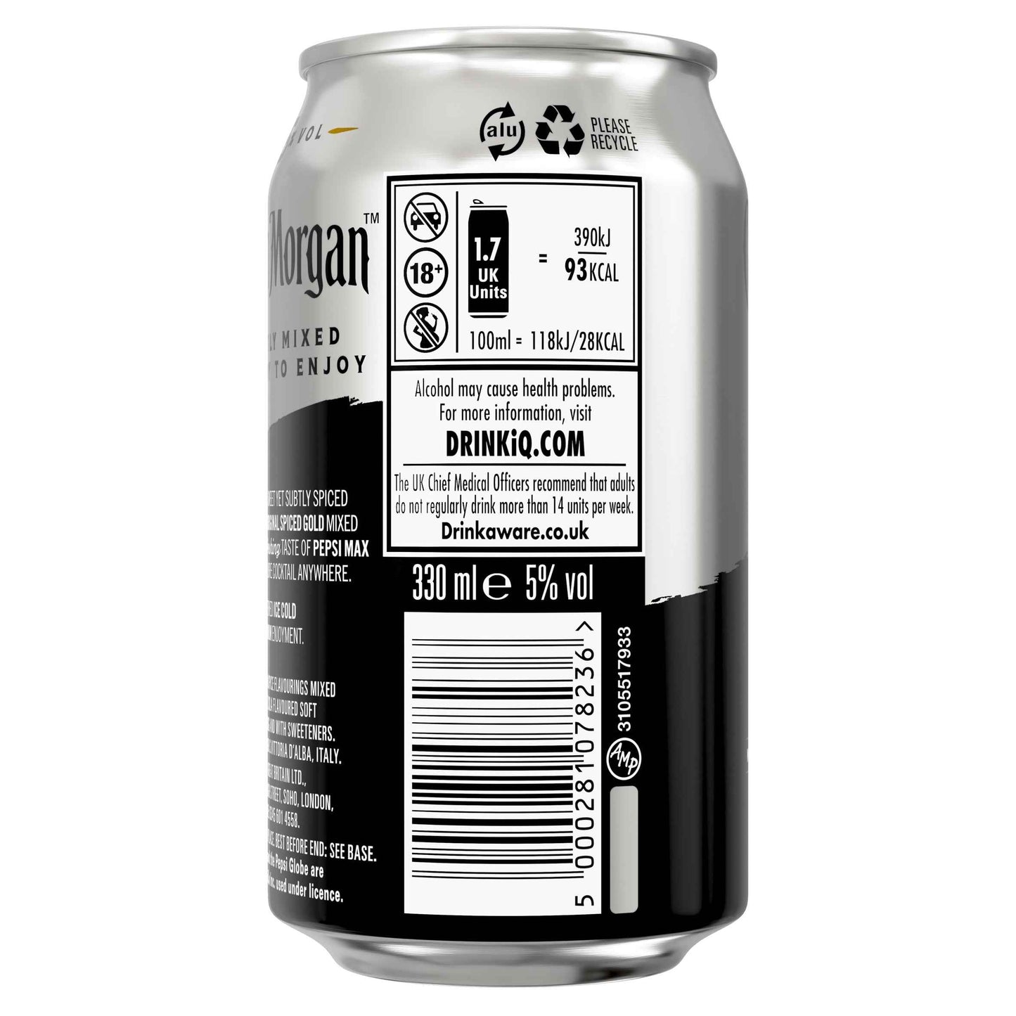 CAPTAIN MORGAN Original Spiced Gold & Pepsi Max 330ml