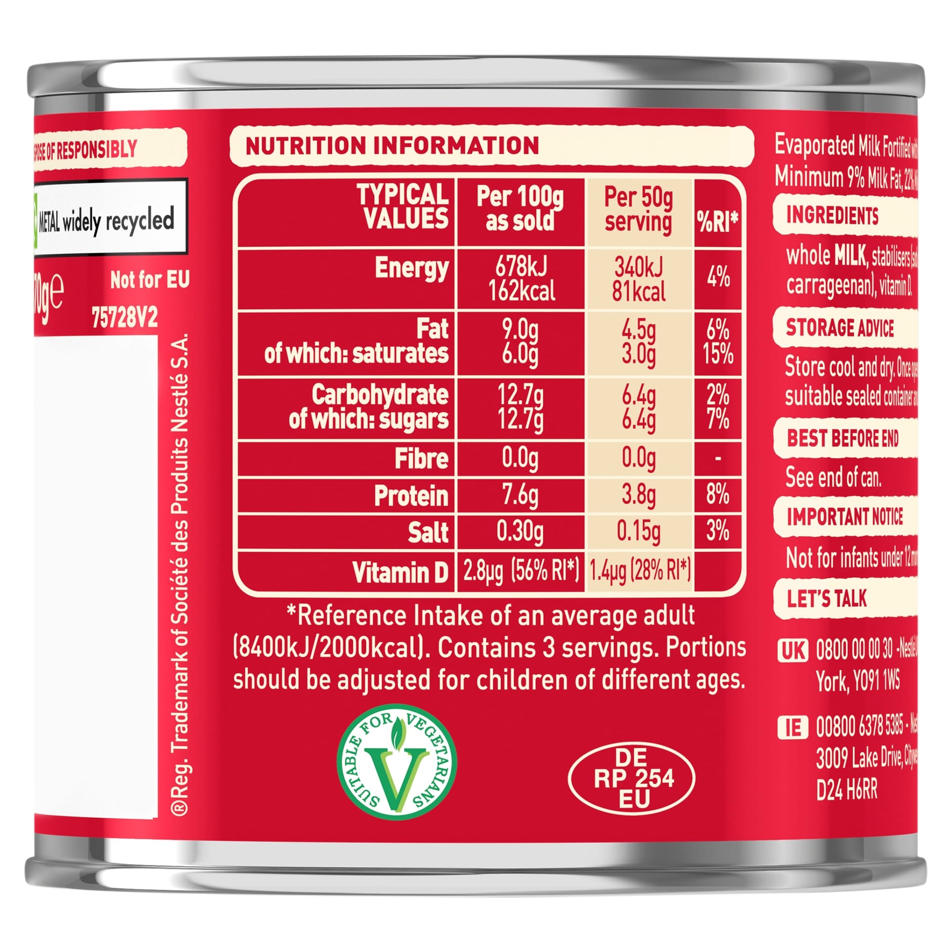 Carnation Evaporated Milk Tin 170g — image 2