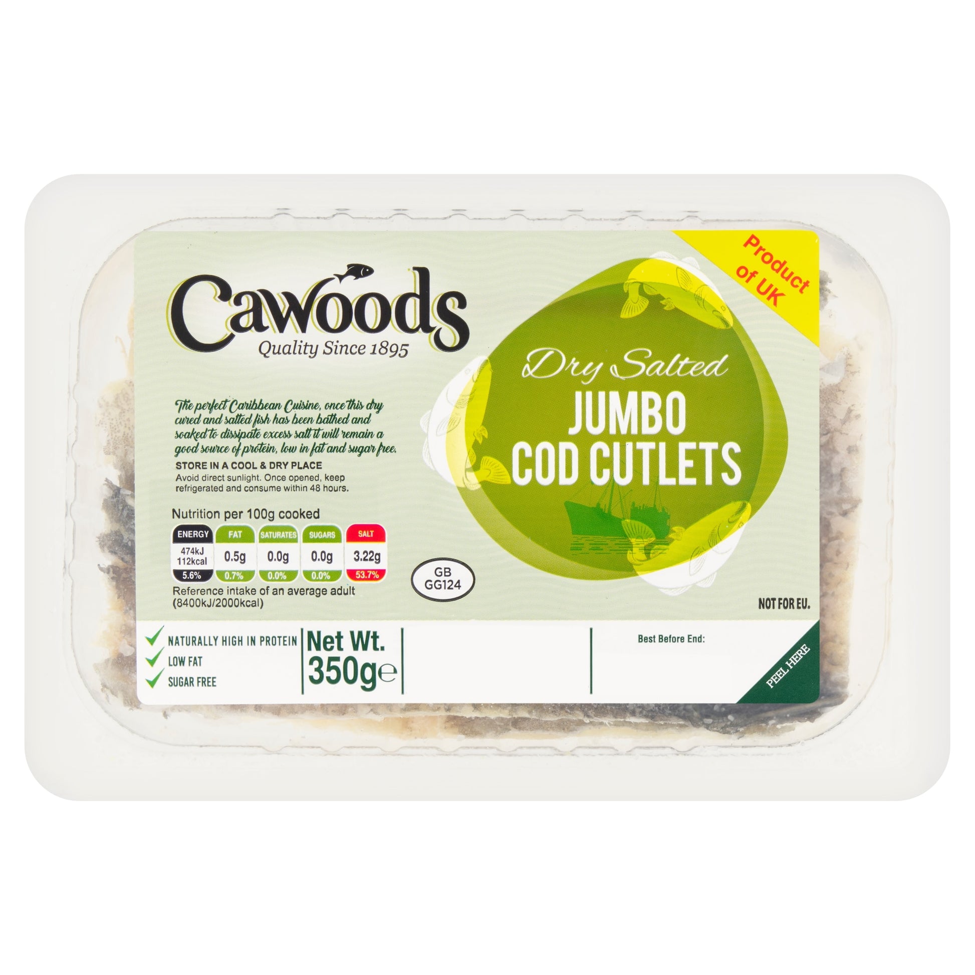 Cawoods Dry Salted Jumbo Cod Cutlets 350g — image 1