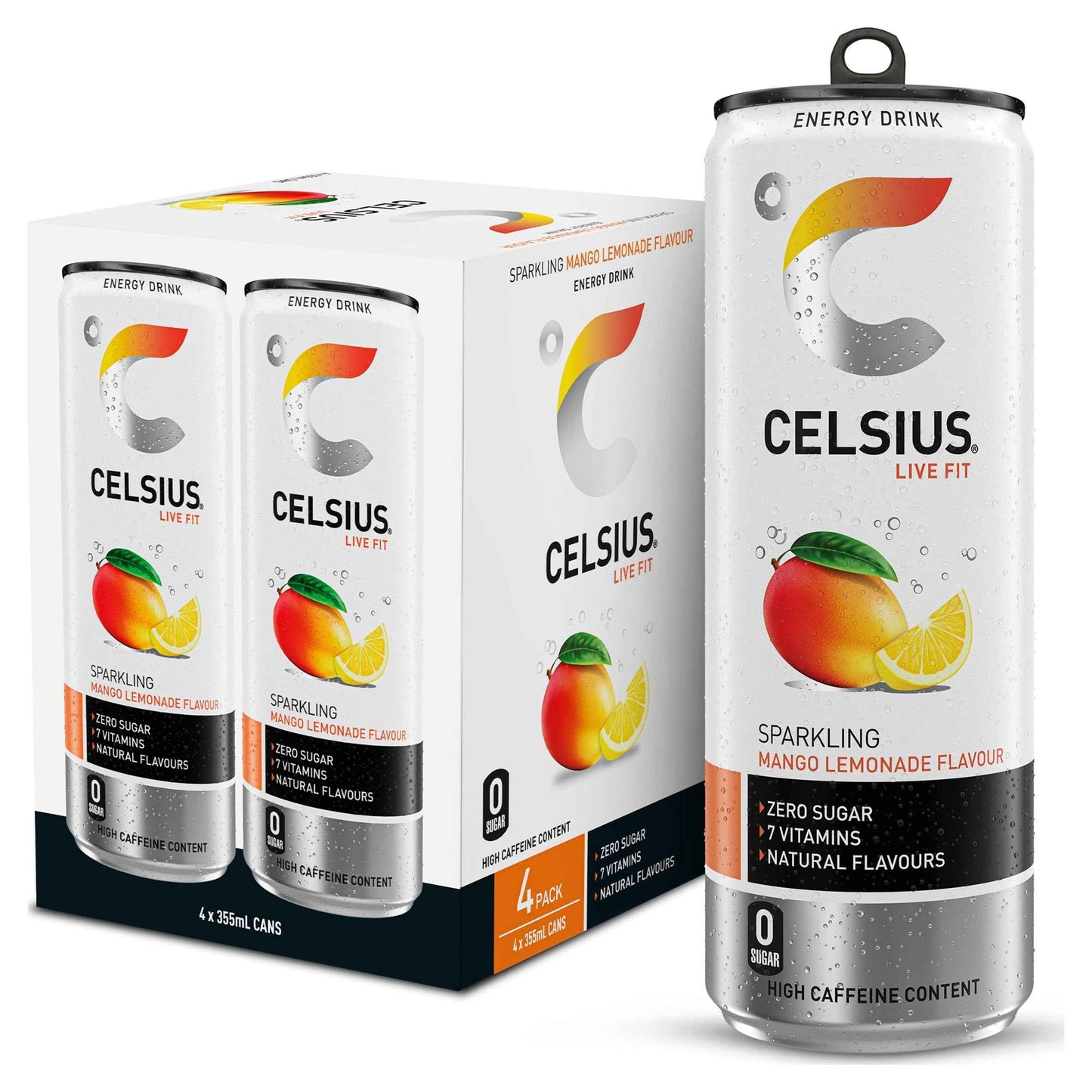 CELSIUS Live Fit Sparkling Mango Lemonade Flavour Zero Energy Drink
