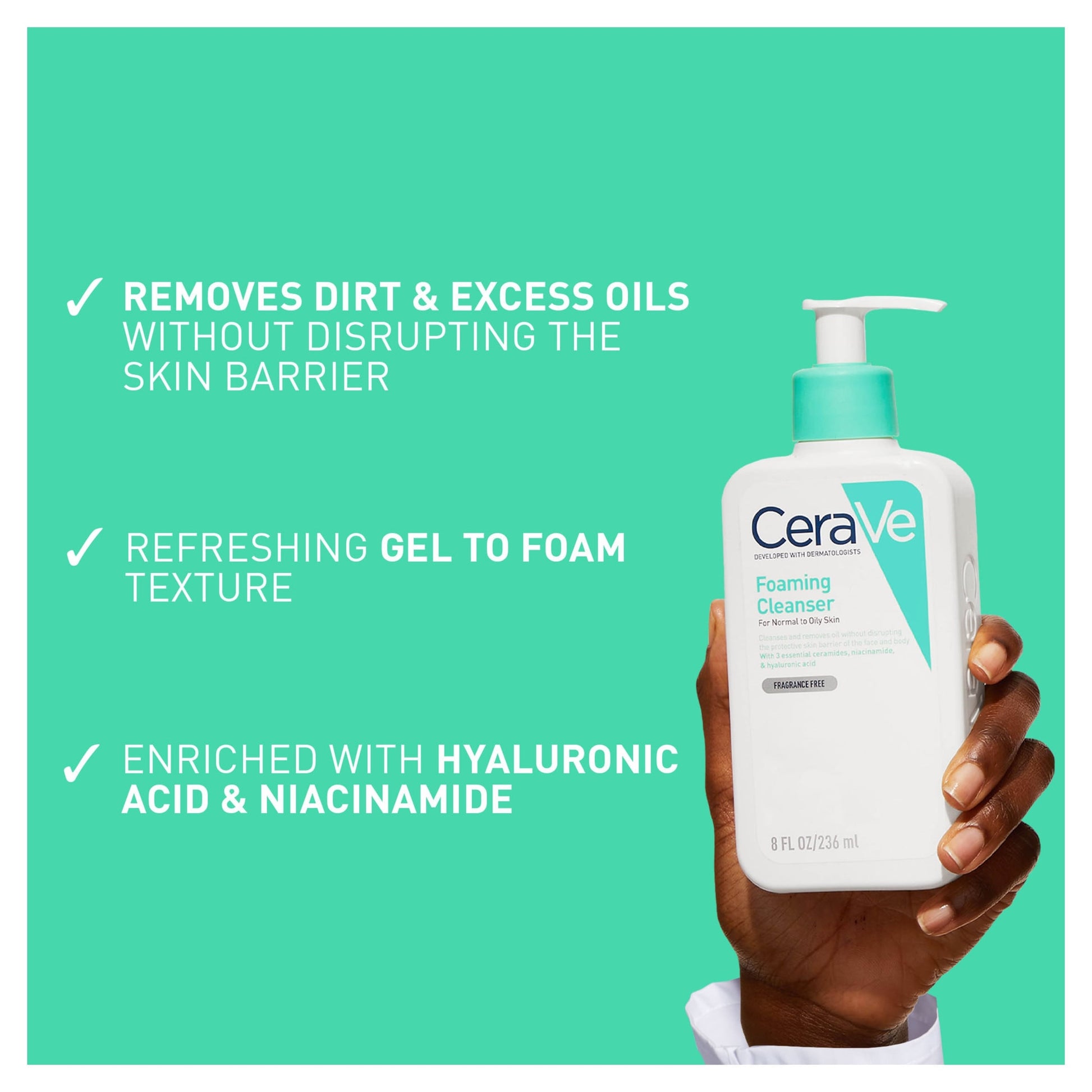 CeraVe Foaming Cleanser with Niacinamide for Normal to Oily Skin 236ml — image 4