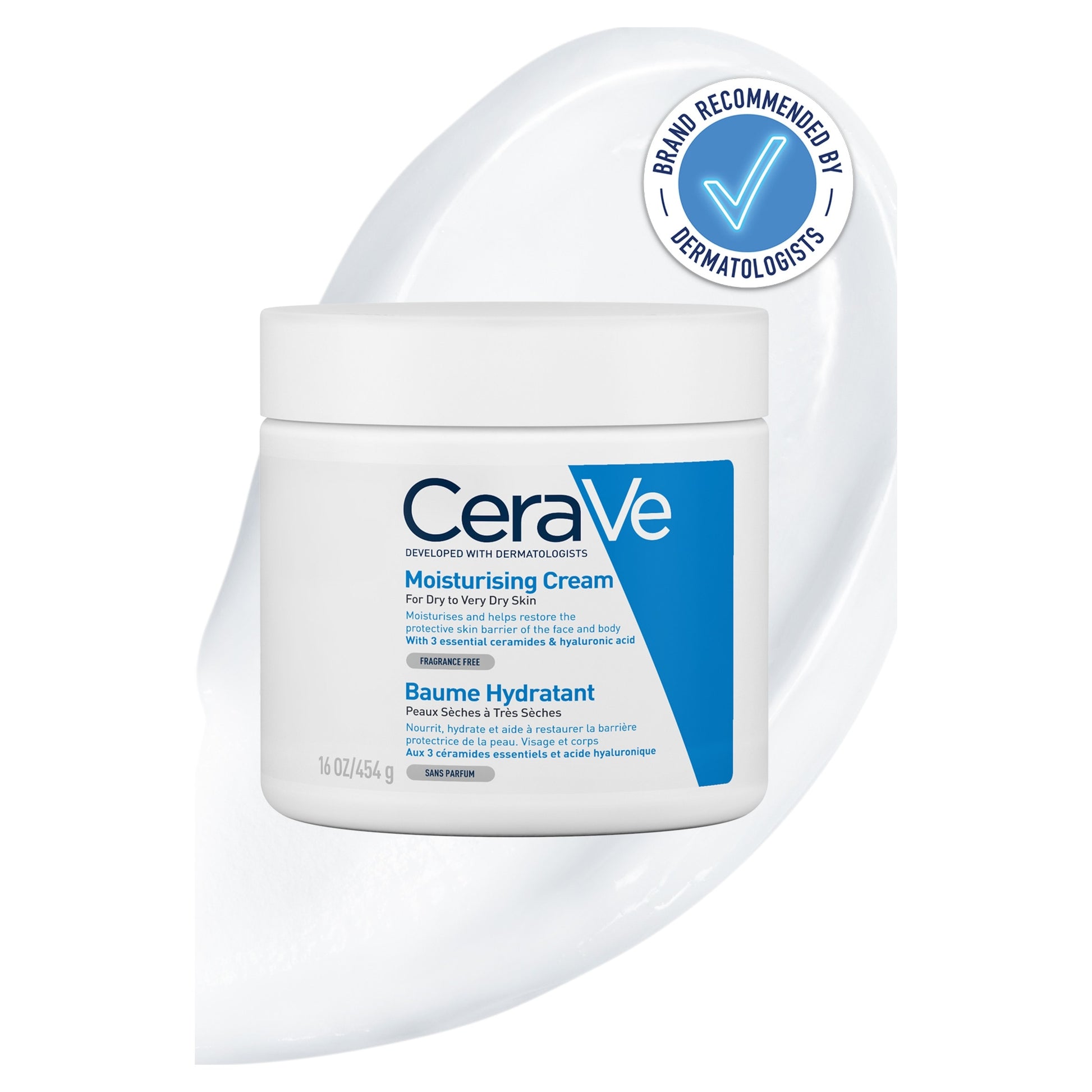 CeraVe Moisturising Cream Pot with Hyaluronic Acid & Ceramides for Dry to Very Dry Skin 454g​ — image 1