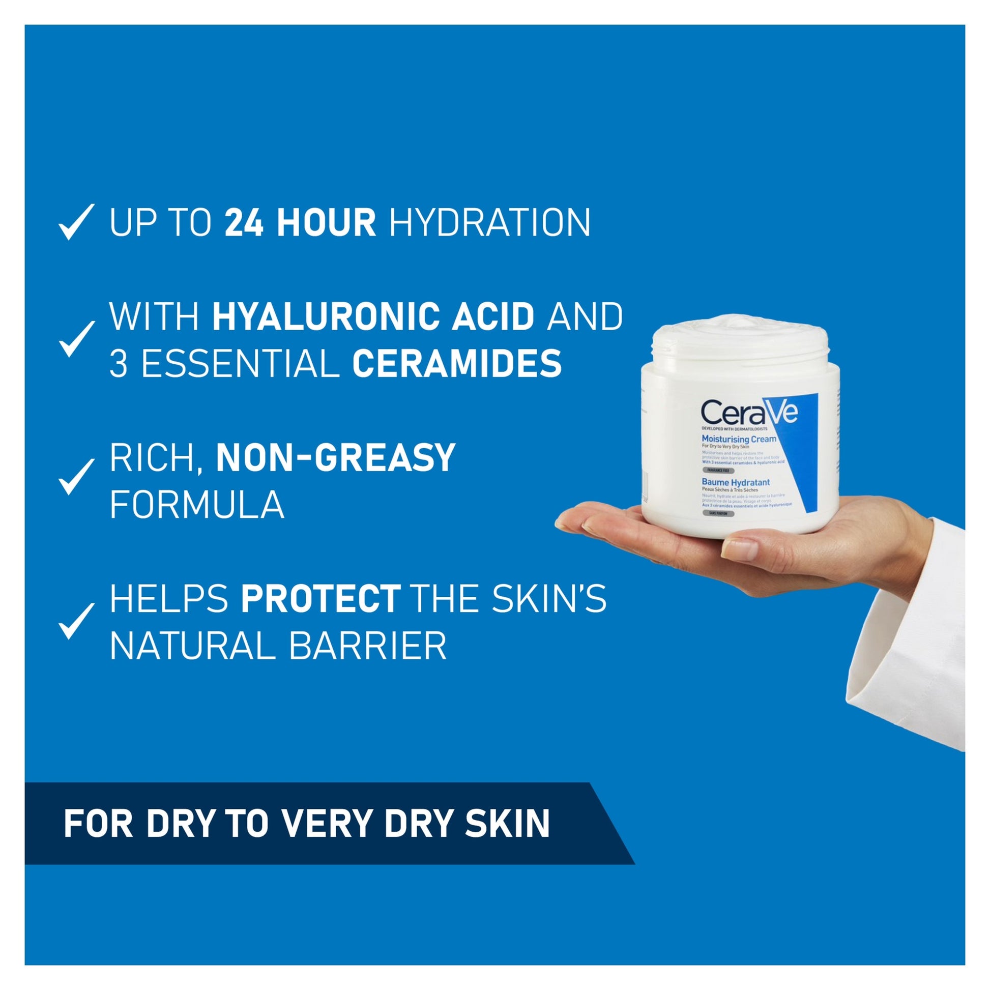 CeraVe Moisturising Cream Pot with Hyaluronic Acid & Ceramides for Dry to Very Dry Skin 454g​ — image 2