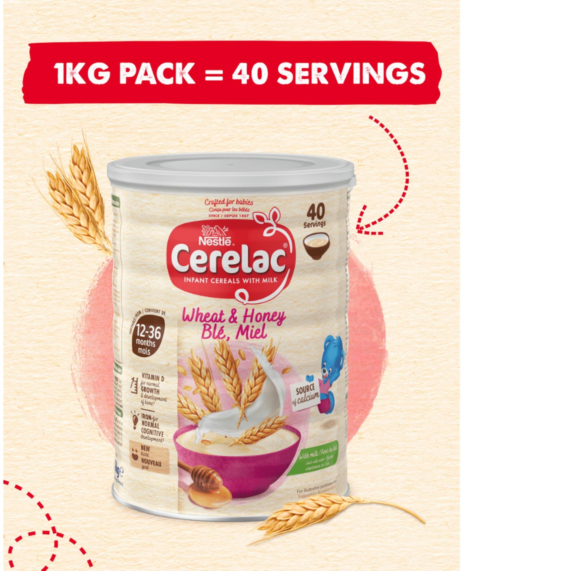 Cerelac Infant Cereals With Milk Honey & Wheat 12+ Months 1kg — image 3