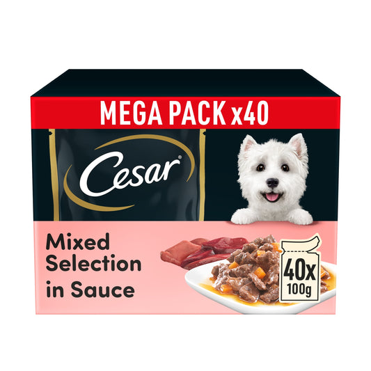 CESAR Adult Wet Dog Food Pouches Sauce Mixed Selection in Gravy 40x100g — image 1