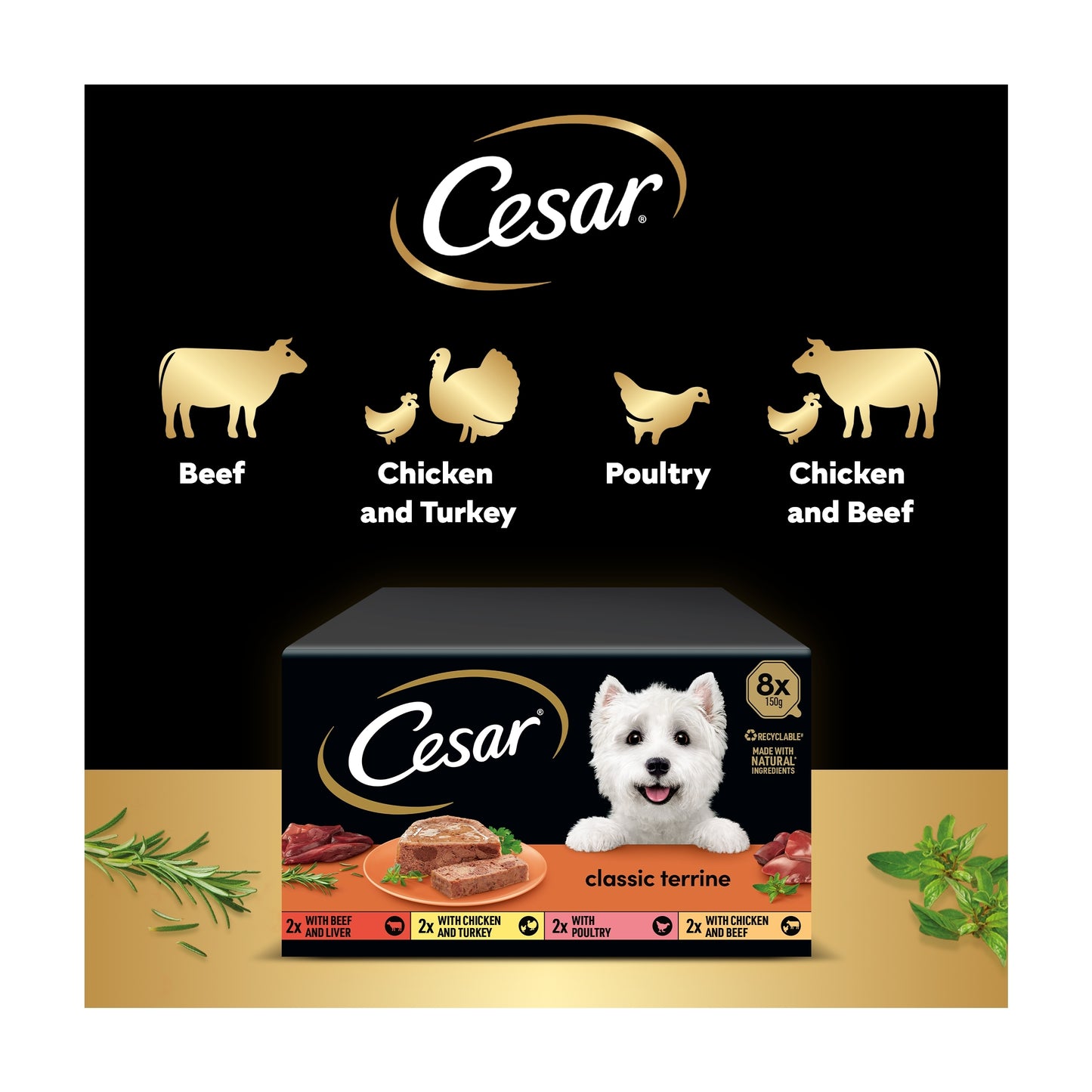 Cesar Classics Terrine Wet Dog Food Trays Mixed in Loaf 8 x 150g — image 3