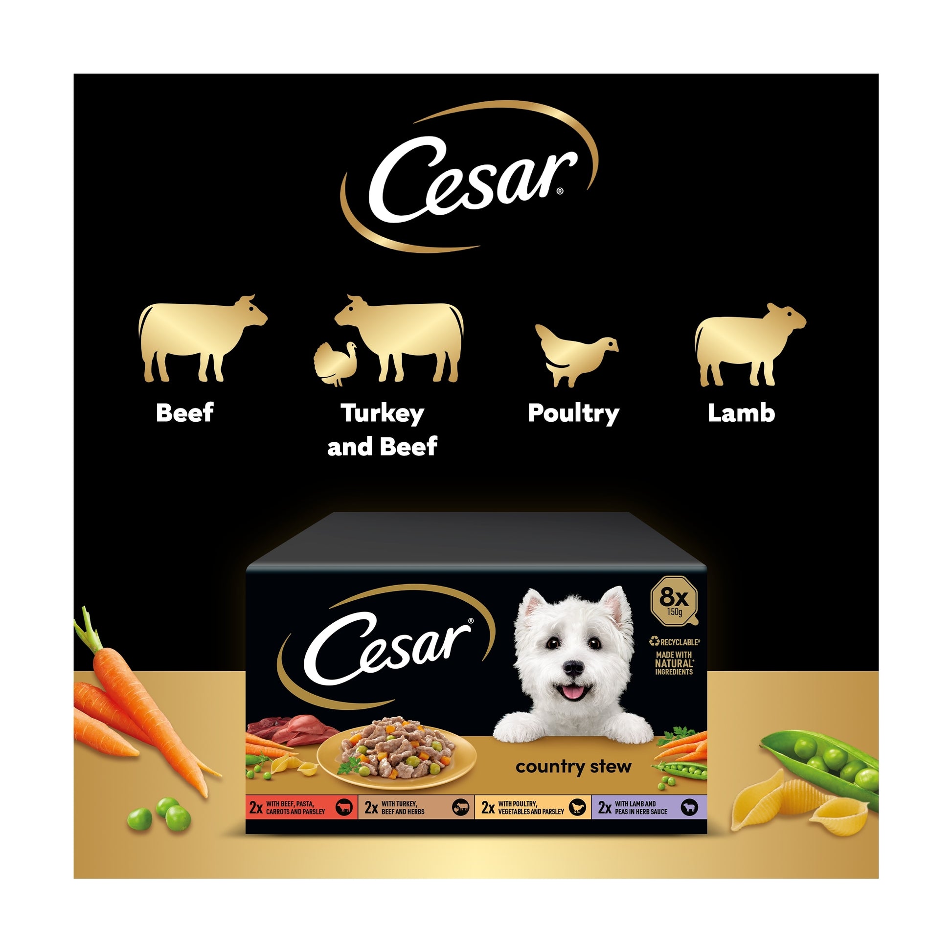 Cesar Country Stew Mixed Selection Wet Dog Food Tray 8x150g — image 4
