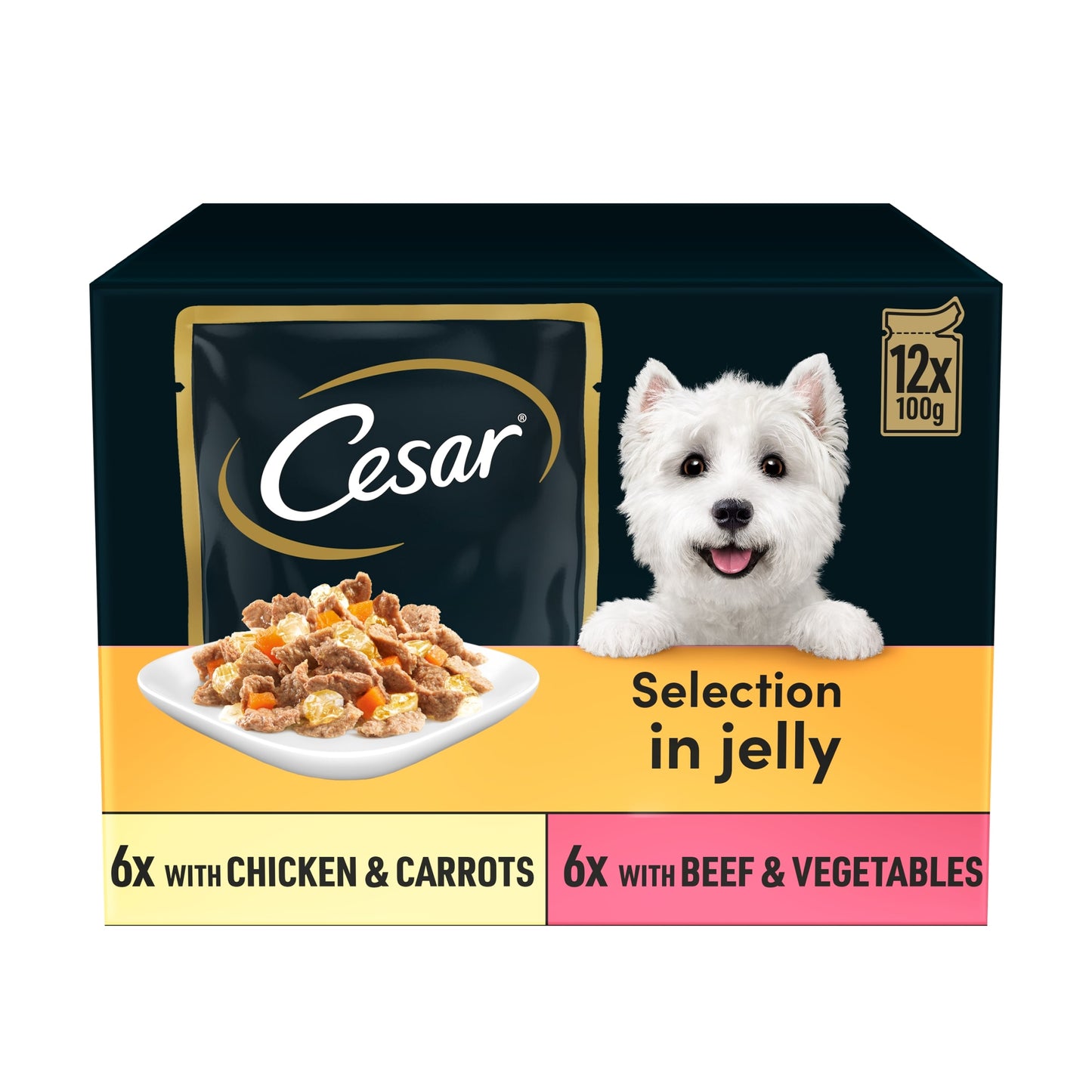 Cesar Deliciously Fresh Wet Dog Food Pouches in Jelly 12x100g — image 1