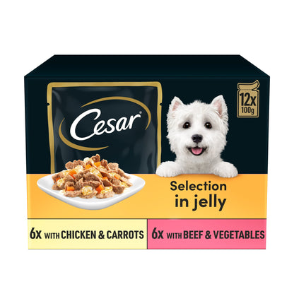 Cesar Deliciously Fresh Wet Dog Food Pouches in Jelly 12x100g — image 1
