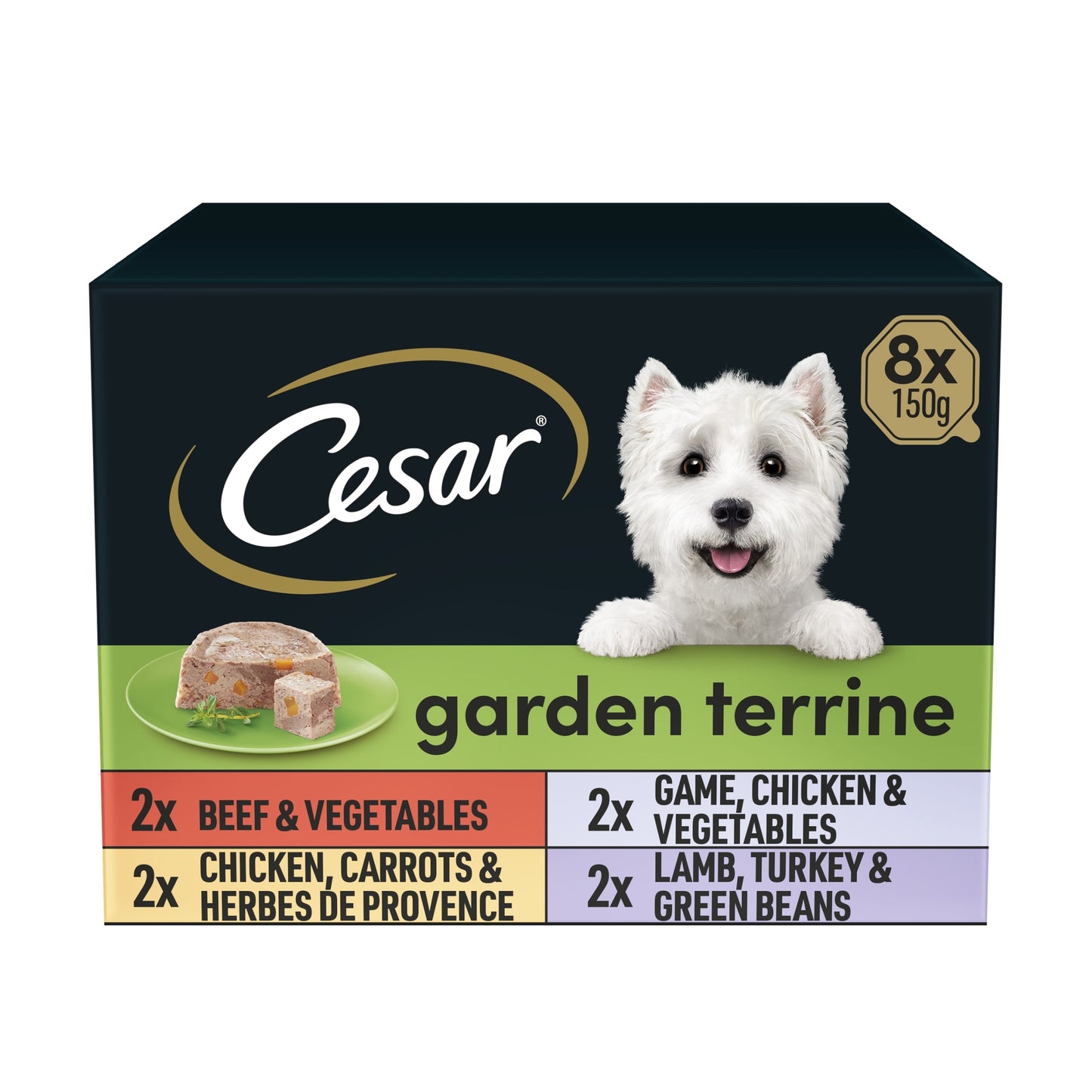 Cesar Garden Terrine Wet Dog Food Tray Mixed in Loaf 8x150g — image 1
