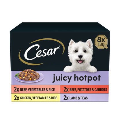 Cesar Juicy Hotpot Wet Dog Food Tray Mixed in Gravy 8x150g — image 1