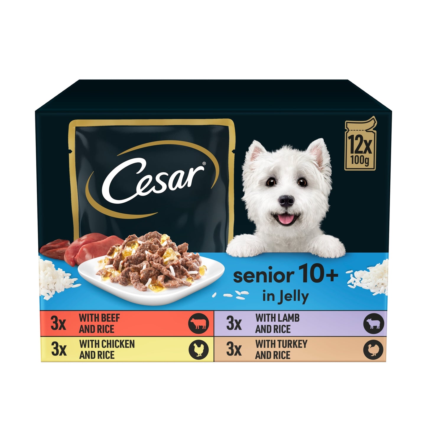 Cesar Senior Wet Dog Food Pouches Mixed in Jelly 12x100g — image 1