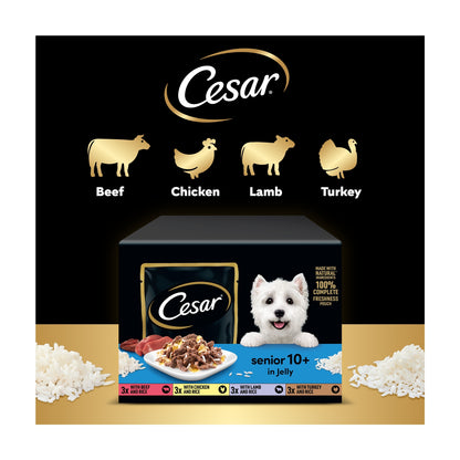Cesar Senior Wet Dog Food Pouches Mixed in Jelly 12x100g — image 4