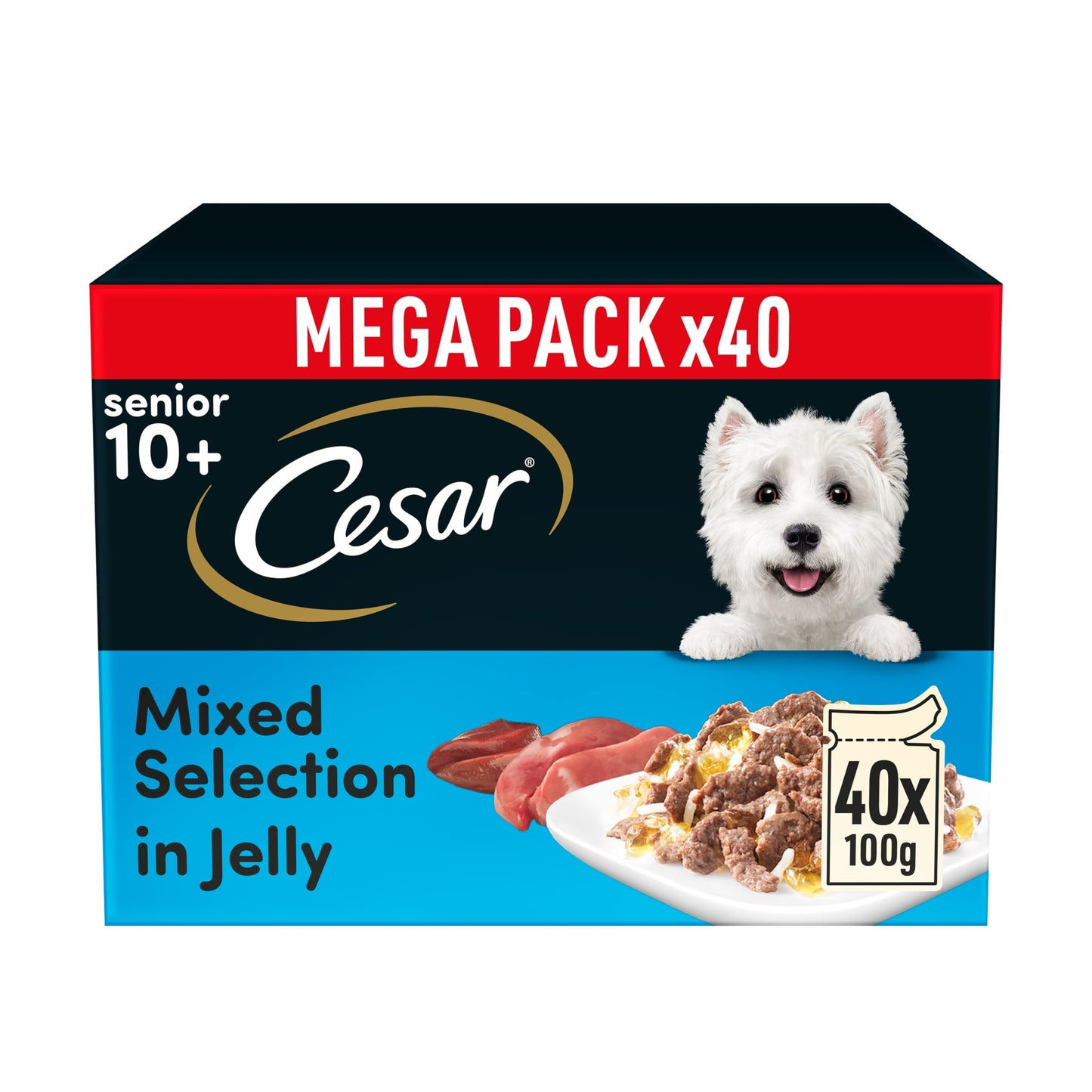 CESAR Senior Wet Dog Food Pouches Sauce Mixed Selection in Jelly 40x100g — image 1
