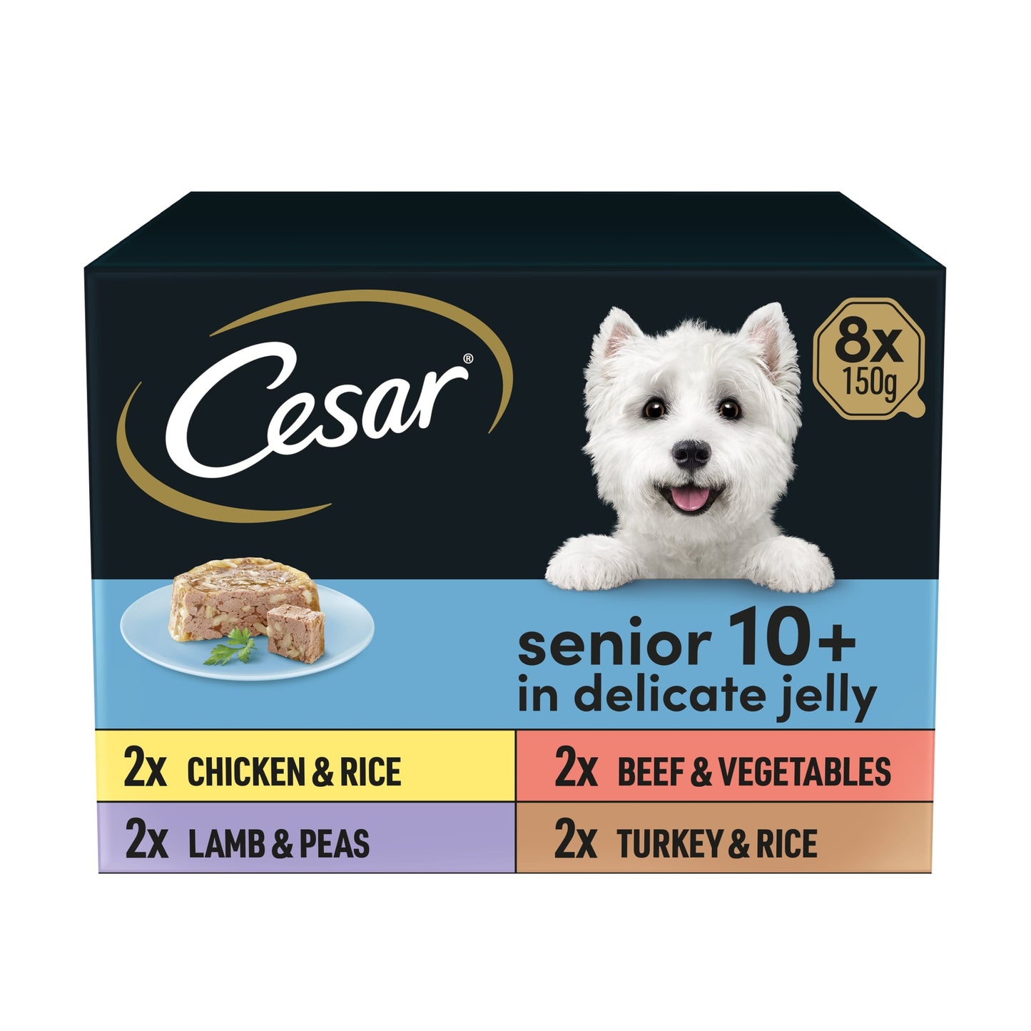 Cesar Senior Wet Dog Food Trays Meat in Delicate Jelly 8 x 150g — image 1