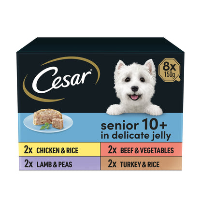 Cesar Senior Wet Dog Food Trays Meat in Delicate Jelly 8 x 150g — image 1