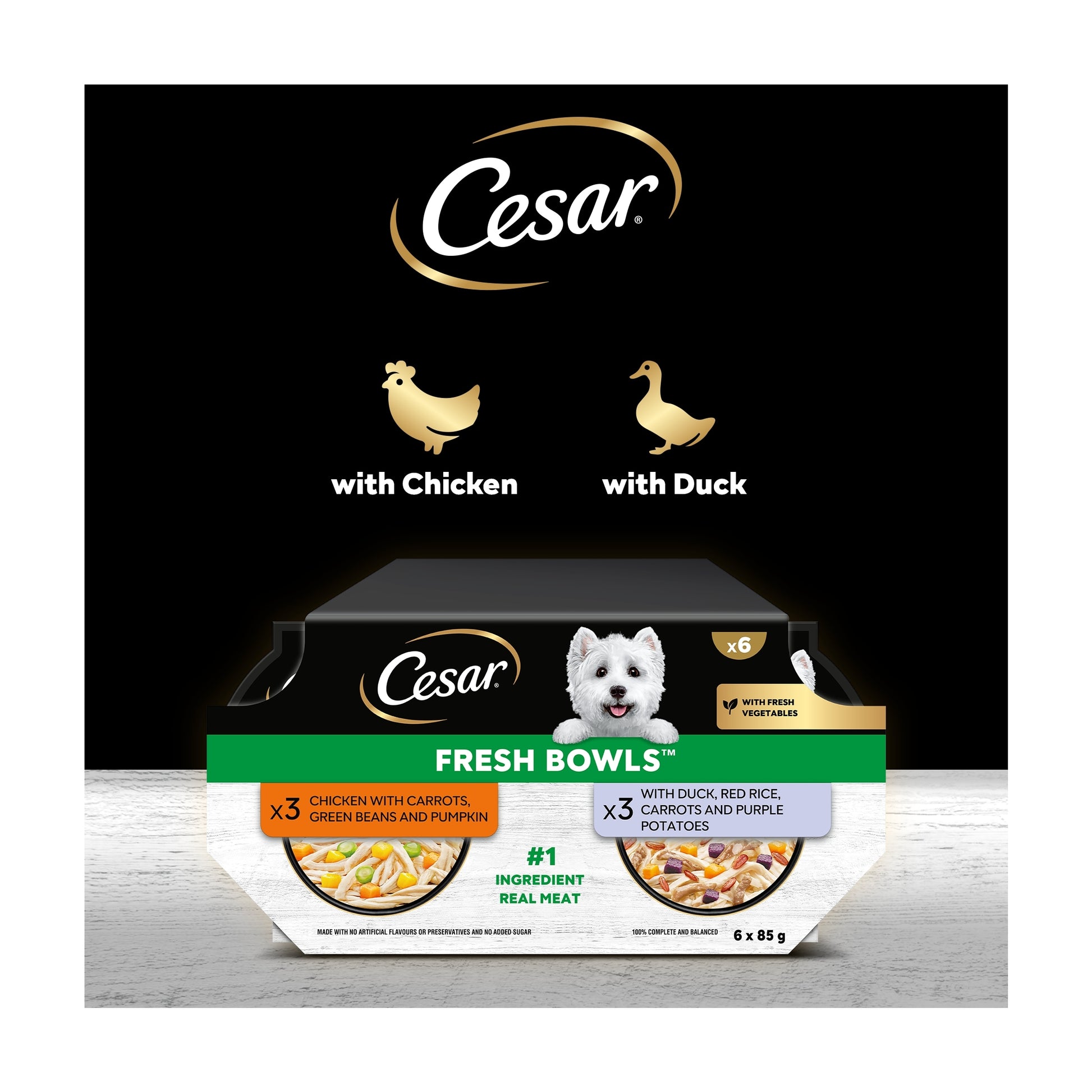 CESAR Wet Dog Food Fresh Bowls mixed selection of Poultry and Fresh Vegetables 6 x 85g — image 4