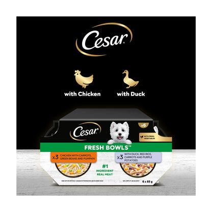 CESAR Wet Dog Food Fresh Bowls mixed selection of Poultry and Fresh Vegetables 6 x 85g — image 4