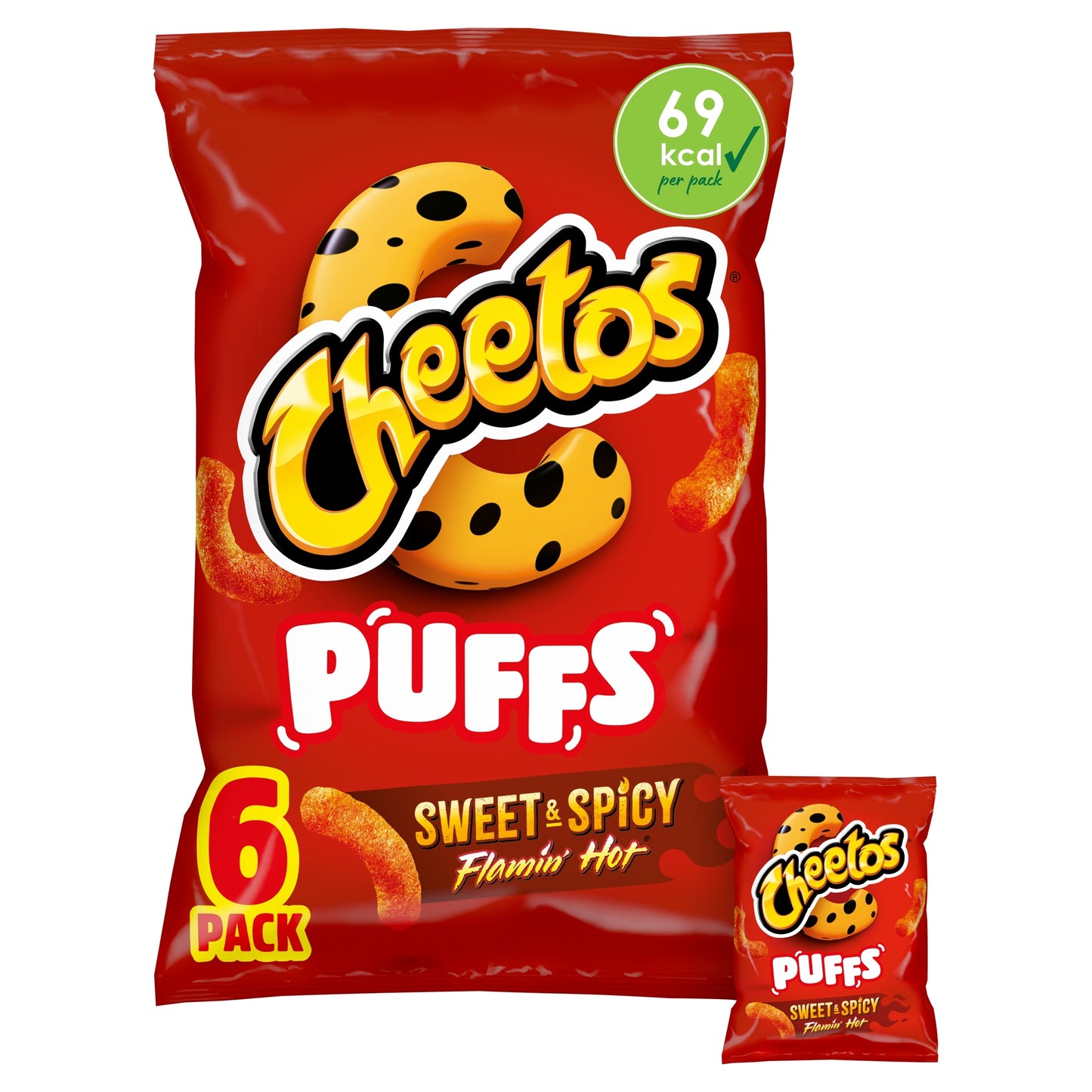 Cheetos Puffs Sweet & Spicy Flamin' Hot Crisps 6 x 13g — image 1