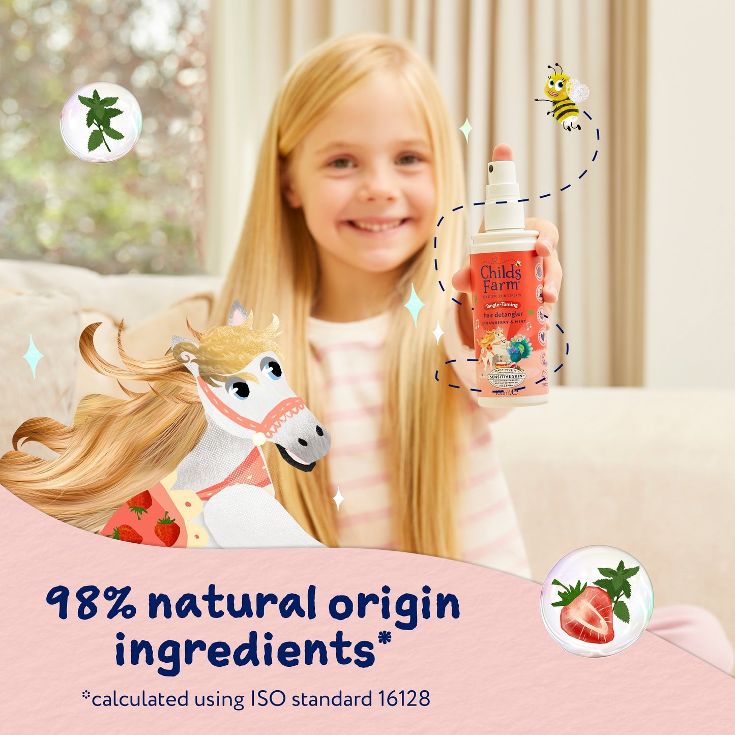Childs Farm 3 in 1 Tangle-Taming Hair Detangler Strawberry and Mint 100ml — image 5