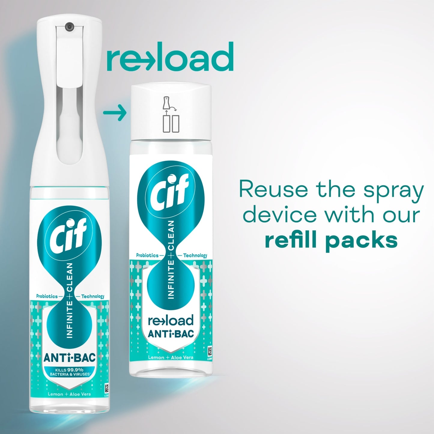 Cif Infinite Clean Antibacterial Cleaner Refill Lemon & Aloe Vera 280 ml — image 2