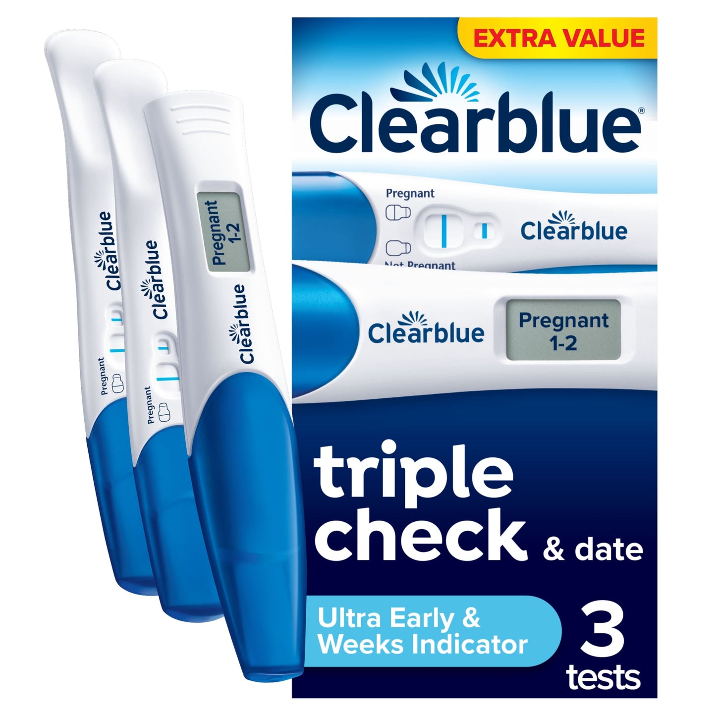 Clearblue Triple Check & Date Pregnancy Test Combo Pack with 3 Tests — image 1