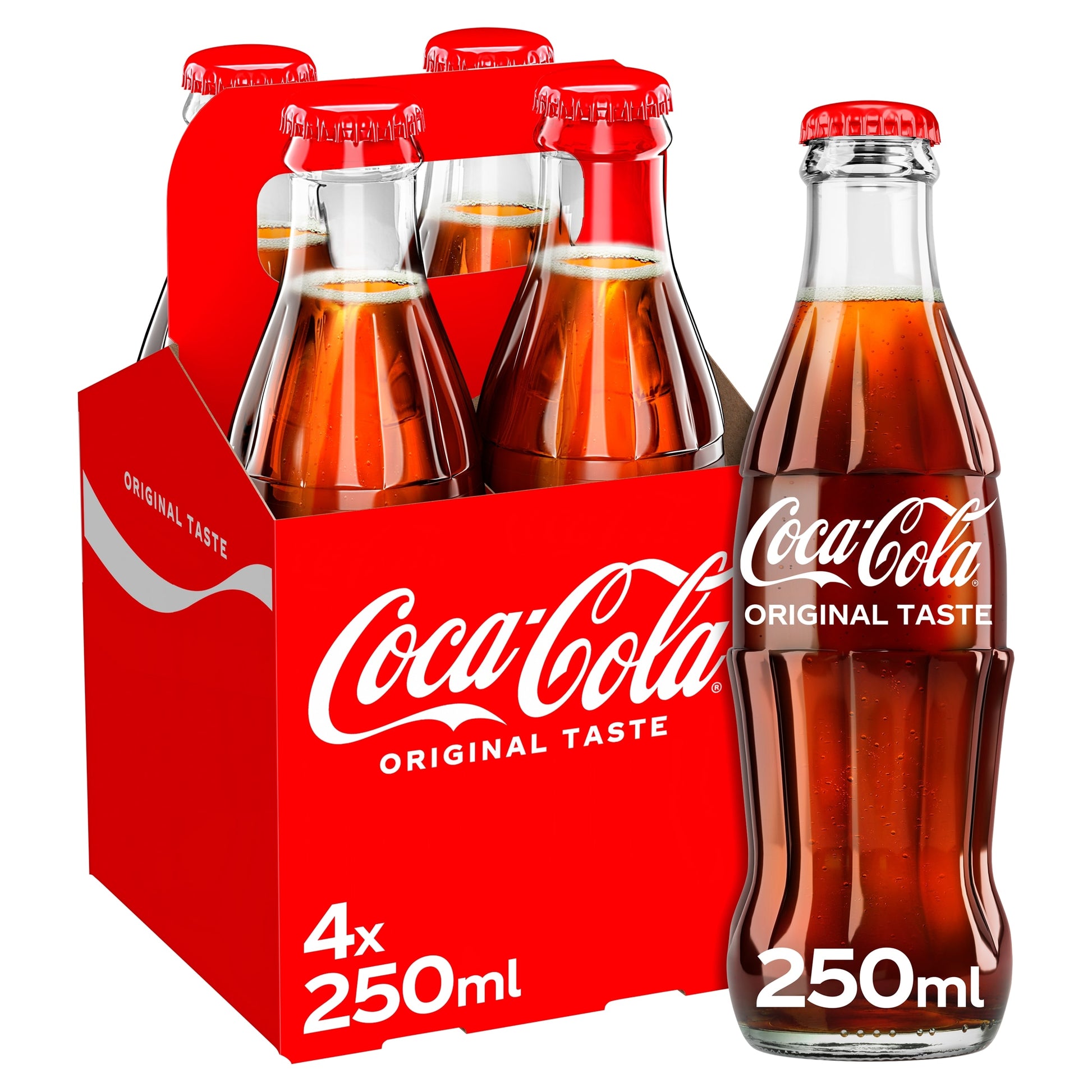 Coca-Cola Original Taste Soft Drink Glass Bottles 4 x 250 mL — image 1