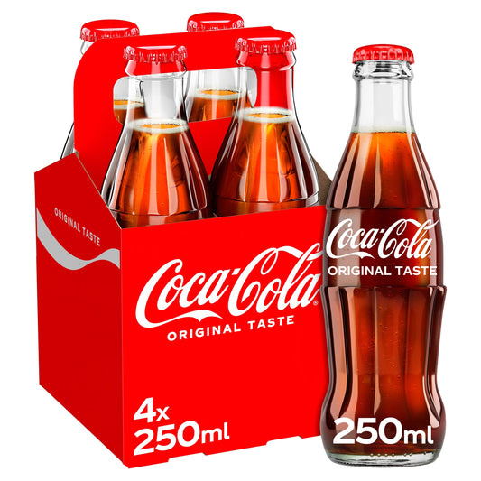 Coca-Cola Original Taste Soft Drink Glass Bottles 4 x 250 mL — image 1