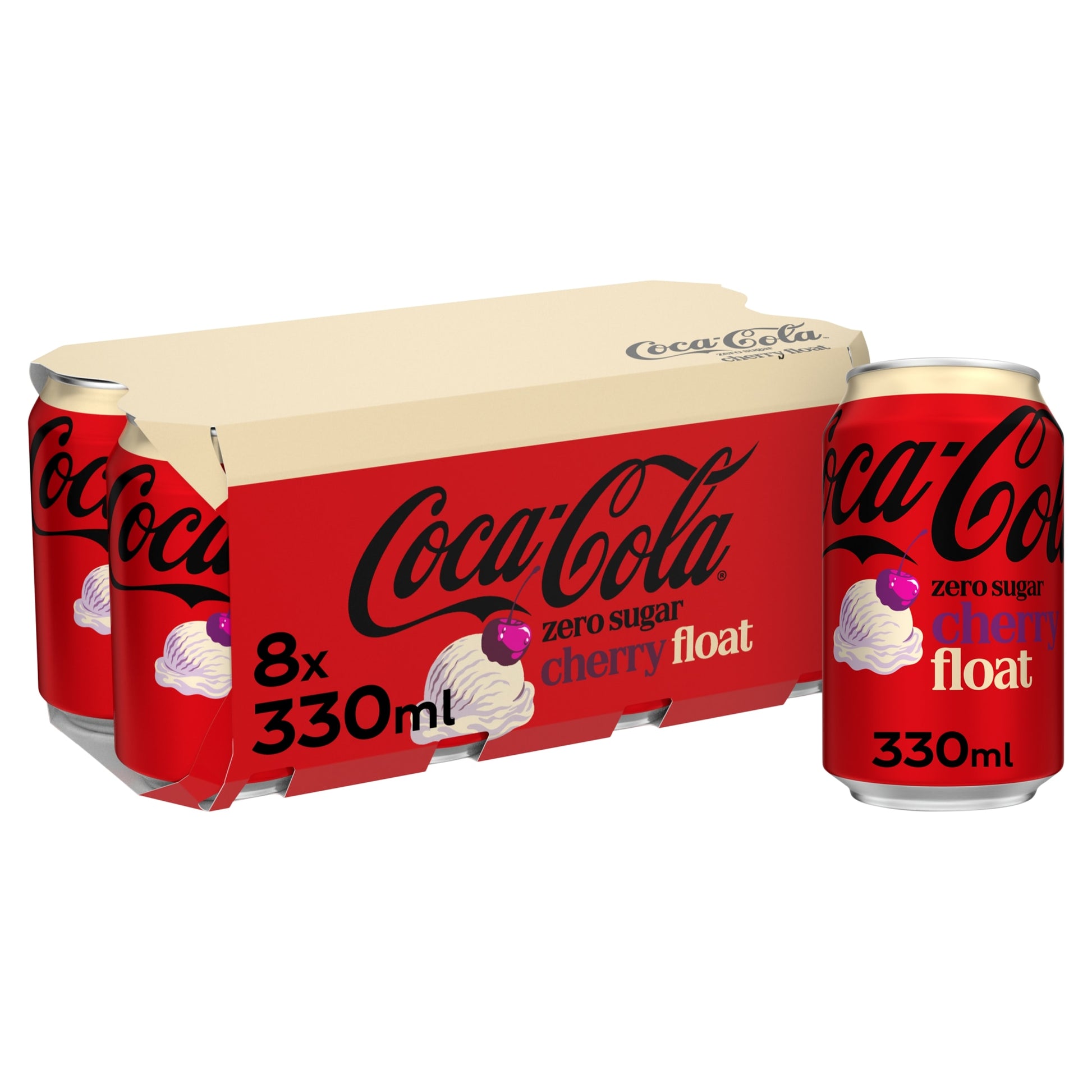 Coca-Cola Zero Sugar Cherry Float Soft Drink Cans 8 x 330mL — image 1