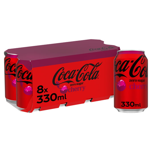 Coca-Cola Zero Sugar Cherry Soft Drink Cans 8 x 330 mL — image 1