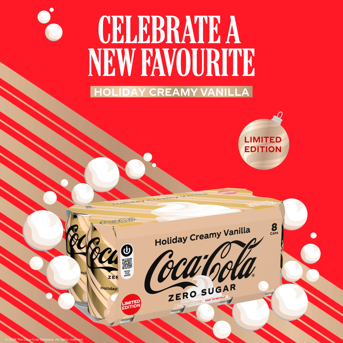 Coca Cola Zero Sugar Holiday Creamy Vanilla 8x330ml — image 2