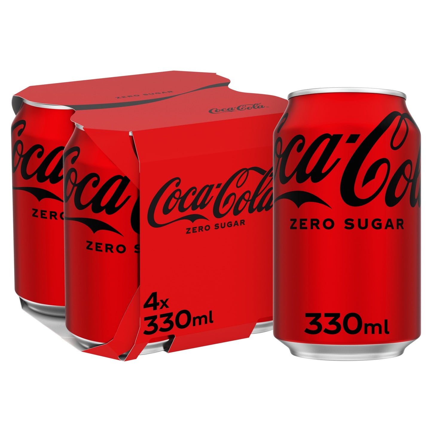 Coca-Cola Zero Sugar Soft Drink Cans 4 x 330 mL — image 1