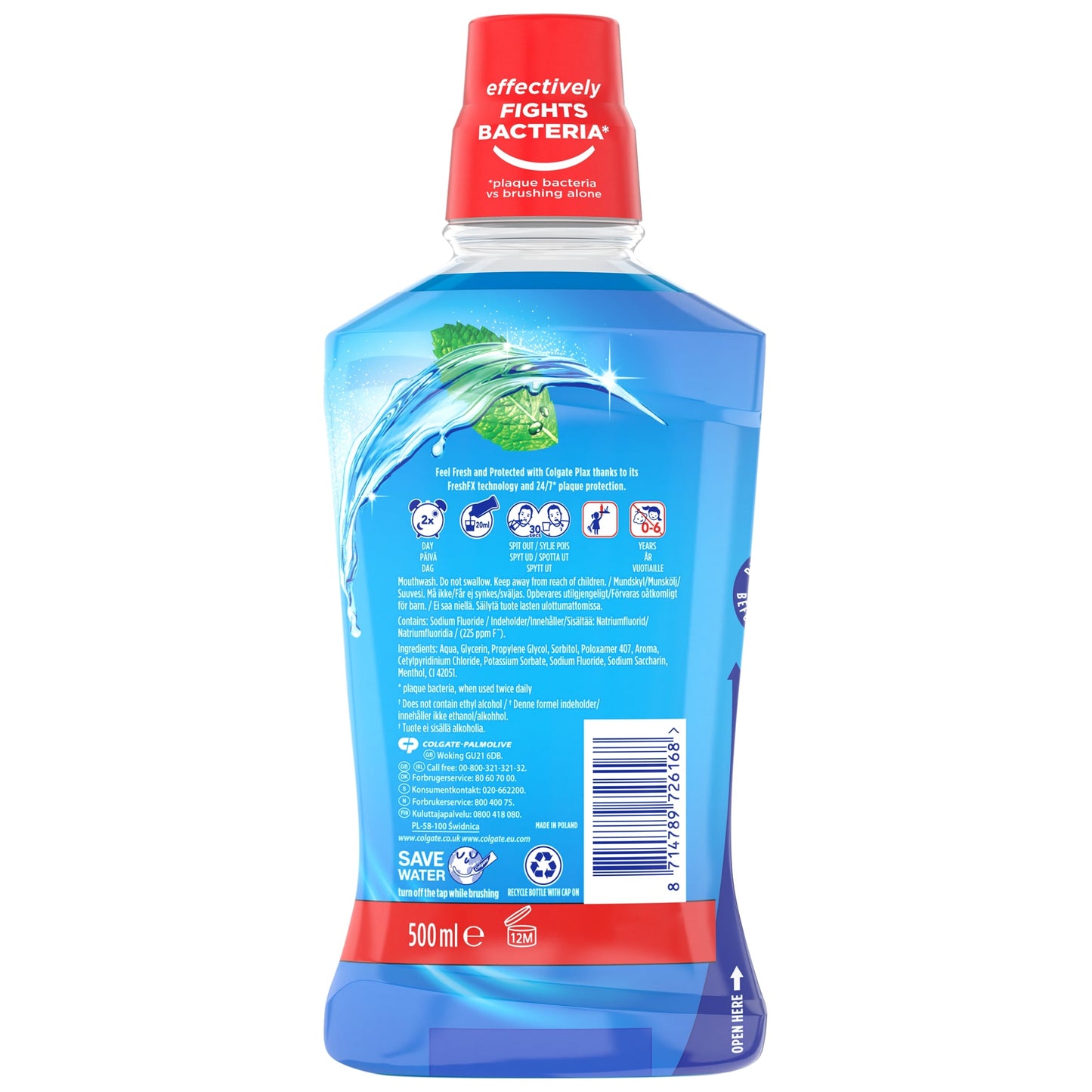 Colgate Plax Cool Mint Mouthwash Alcohol Free 500ml — image 2