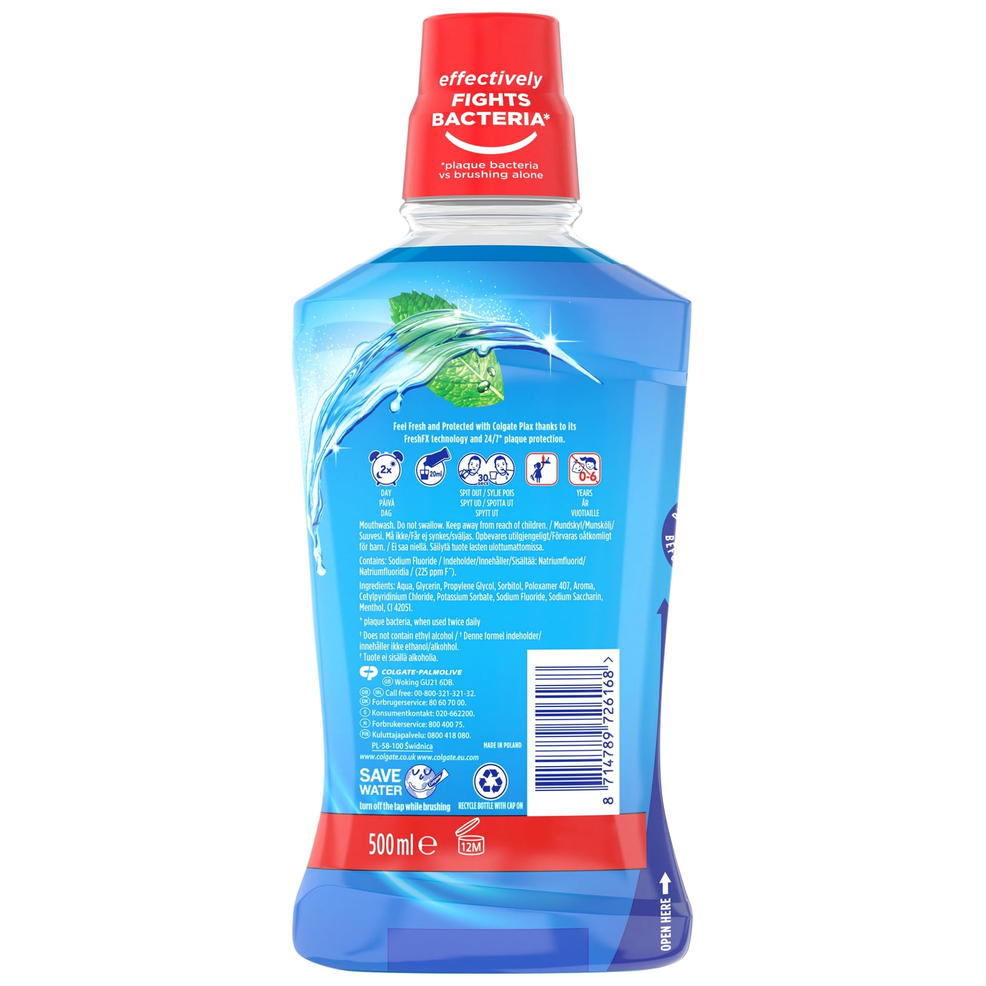Colgate Plax Cool Mint Mouthwash Alcohol Free 500ml — image 2
