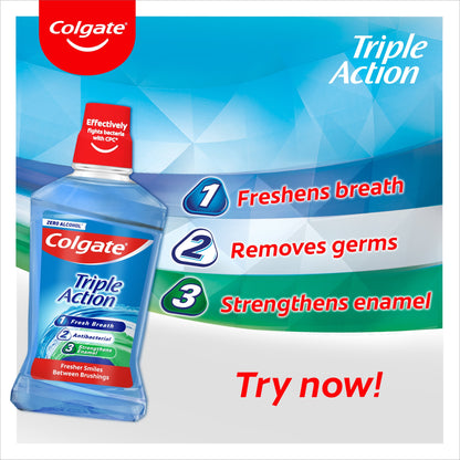 Colgate Triple Action Mouthwash Alcohol Free 500ml — image 3