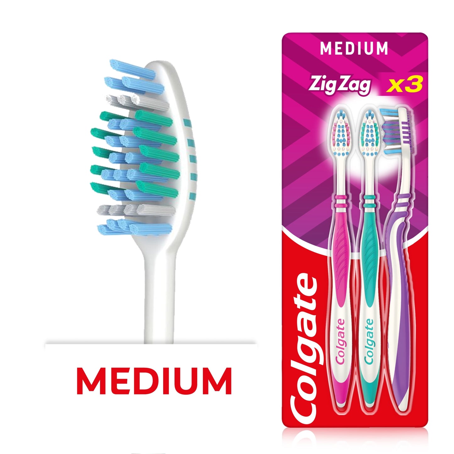 Colgate ZigZag Medium Toothbrush 3 Pack — image 1
