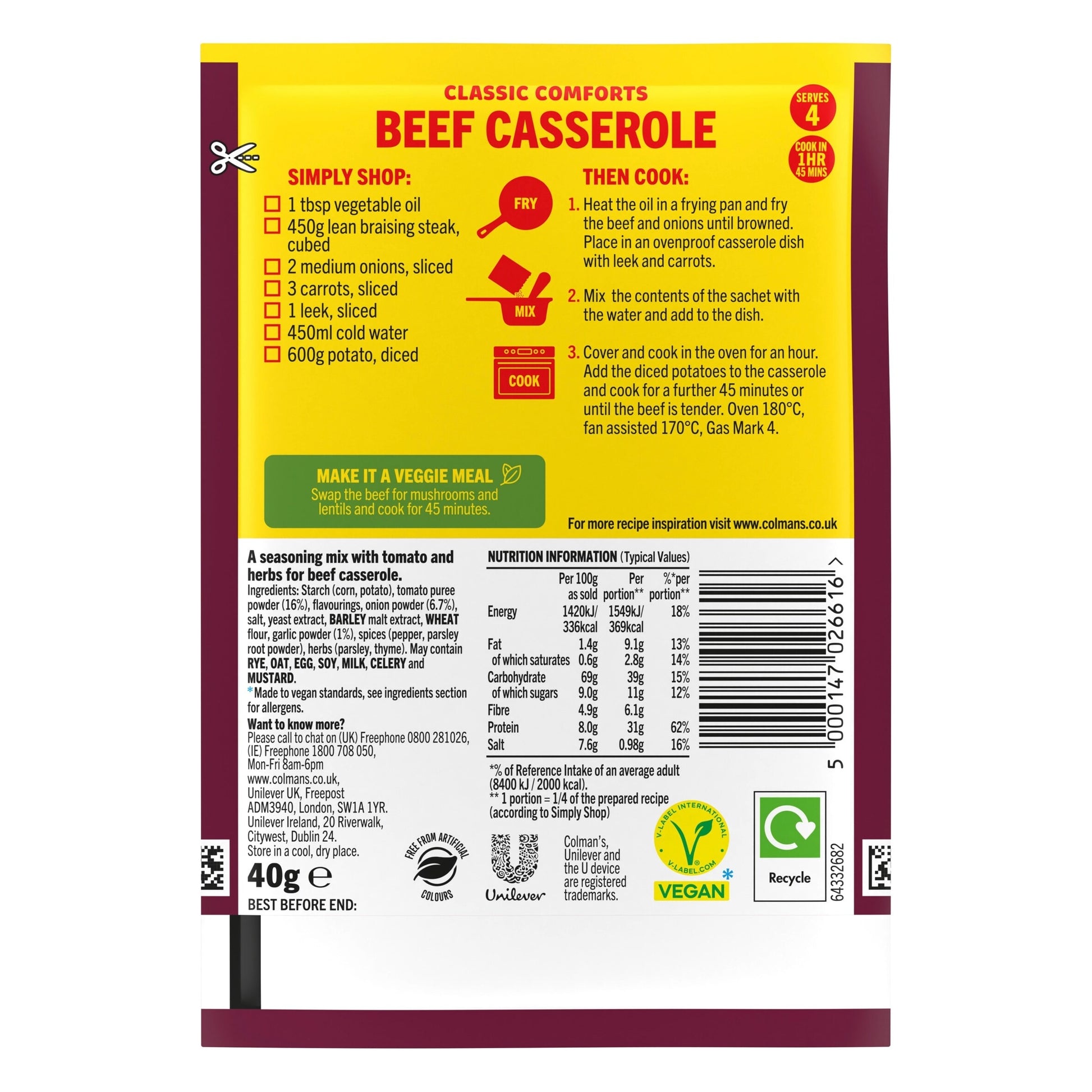 Colman's Beef Casserole Recipe Mix 40G — image 2