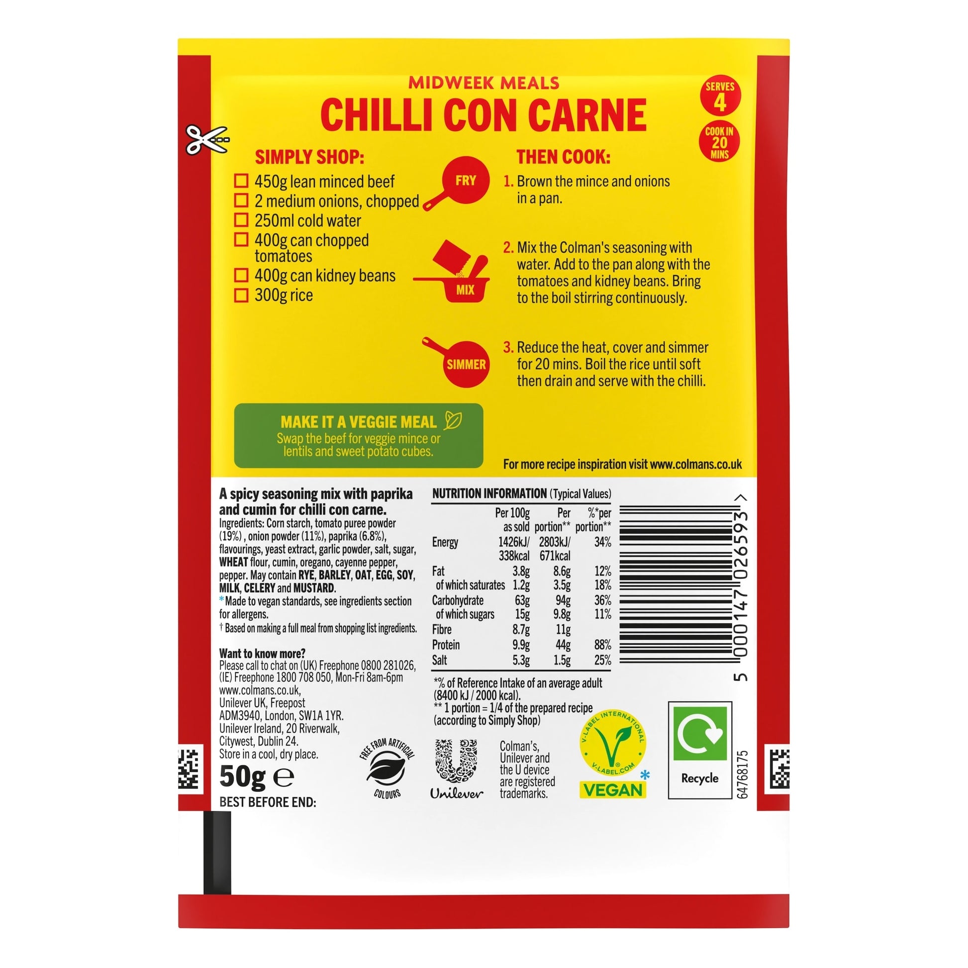 Colman's Chilli Con Carne Recipe Mix 50G — image 2