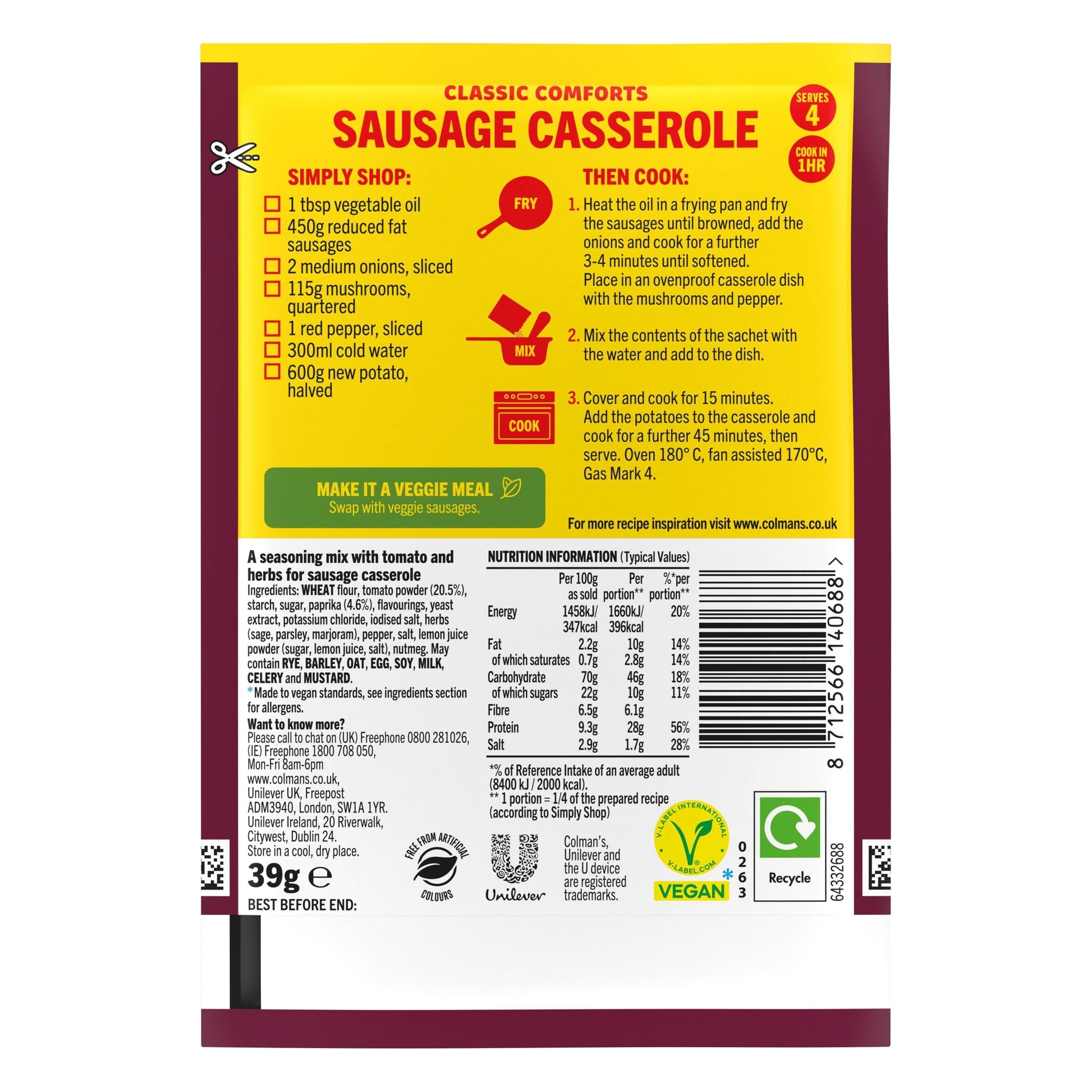 Colman's Sausage Casserole Recipe Mix 39G — image 2