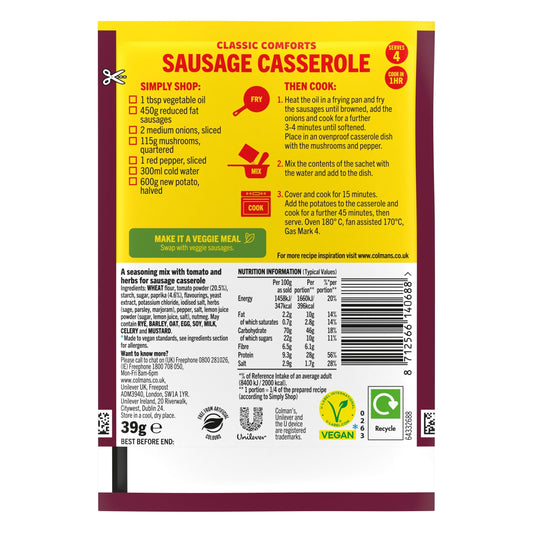 Colman's Sausage Casserole Recipe Mix 39G — image 2