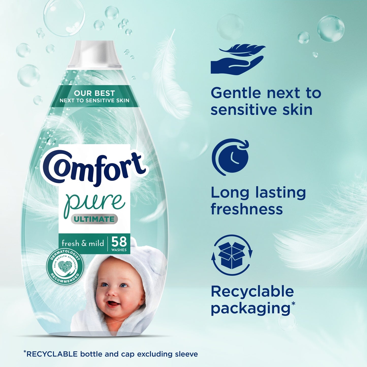 Comfort Ultimate Pure Fresh & Mild Fabric Ultra-Concentrated Fabric Conditioner 58 Wash 870ML — image 2