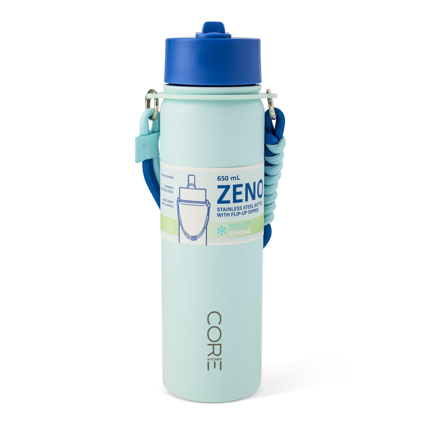 Core Kitchen Blue Zeno Metal Drinking Water Bottle 650ml — image 1