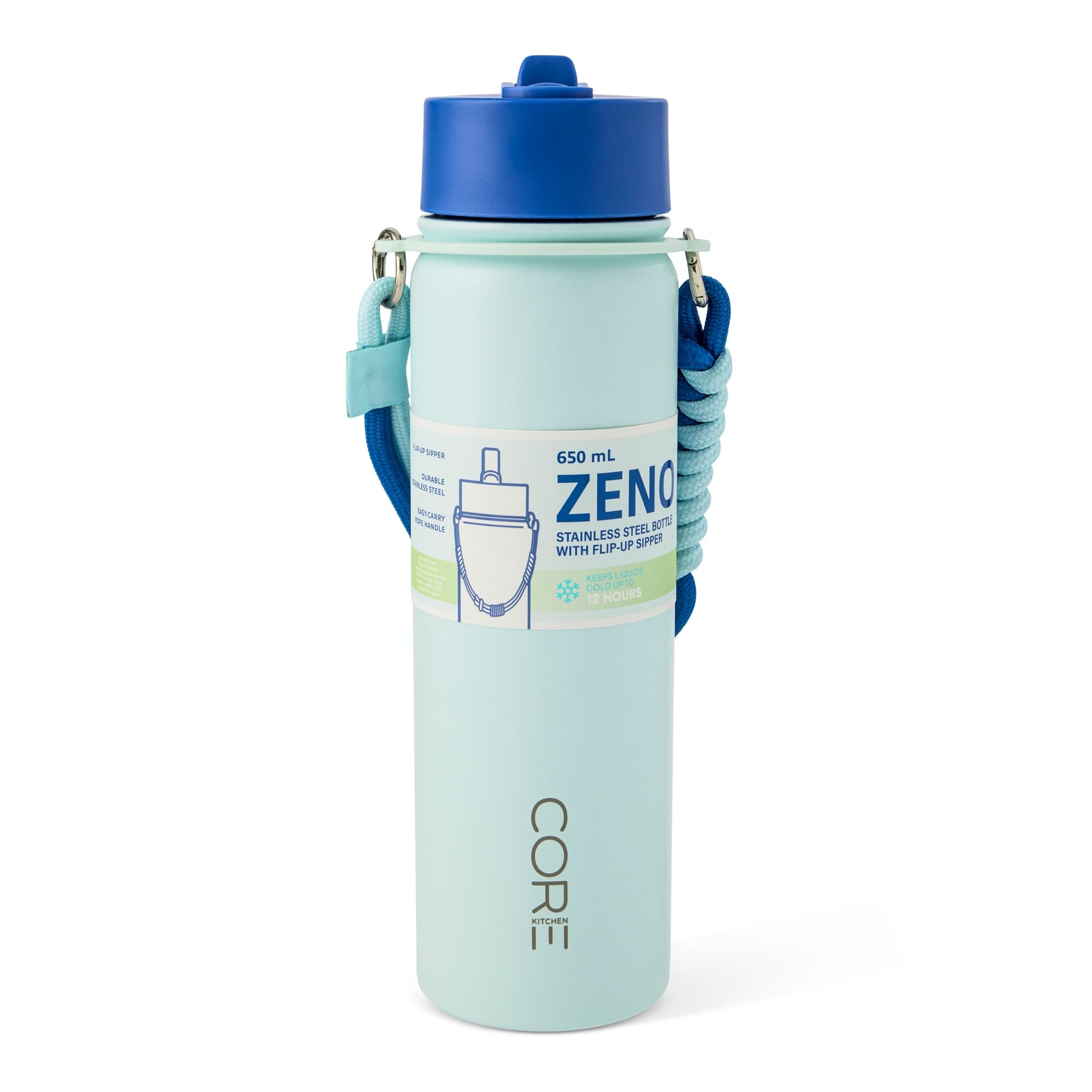 Core Kitchen Blue Zeno Metal Drinking Water Bottle 650ml — image 1