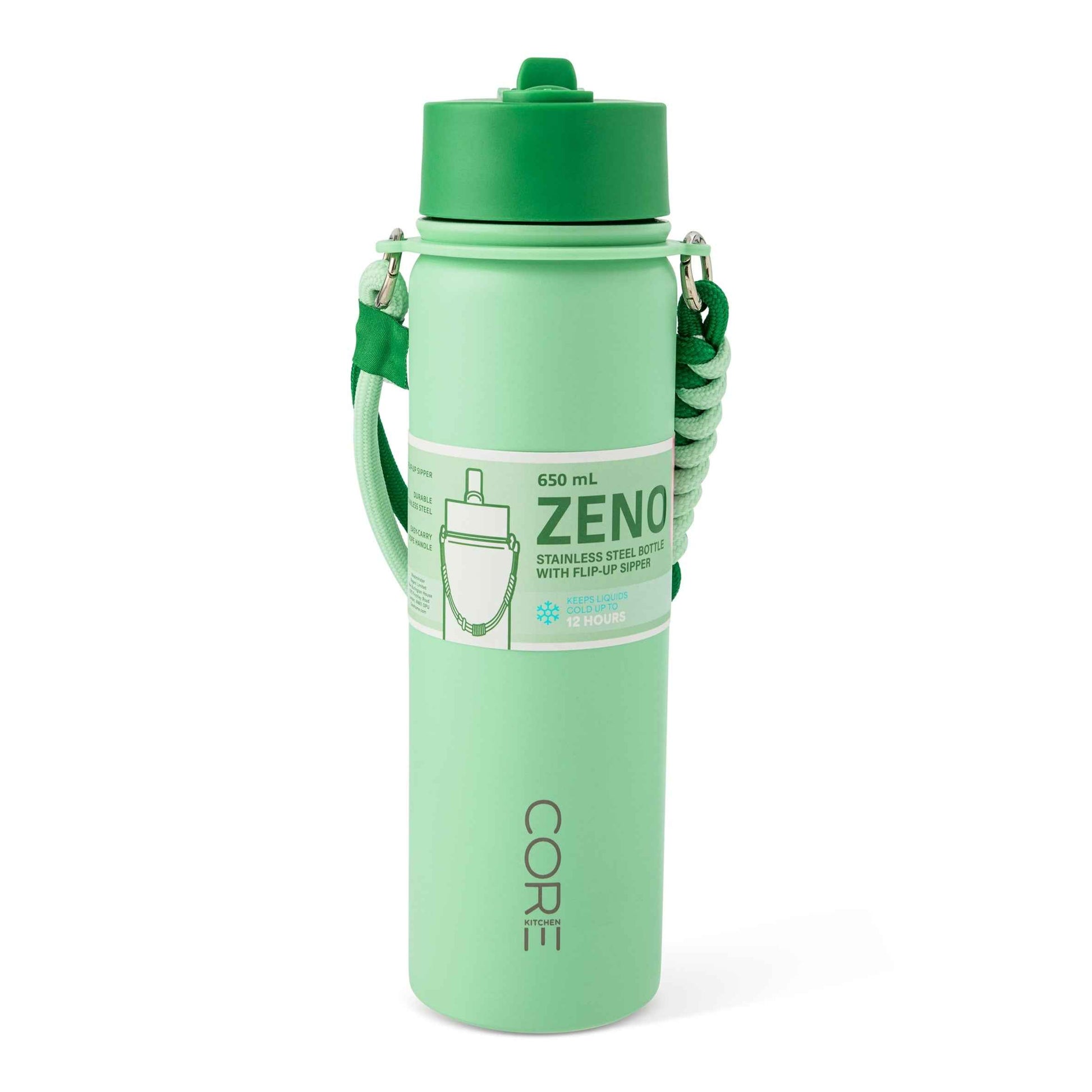 CORE KITCHEN Green Zeno Metal Drinking Water Bottle 650ml