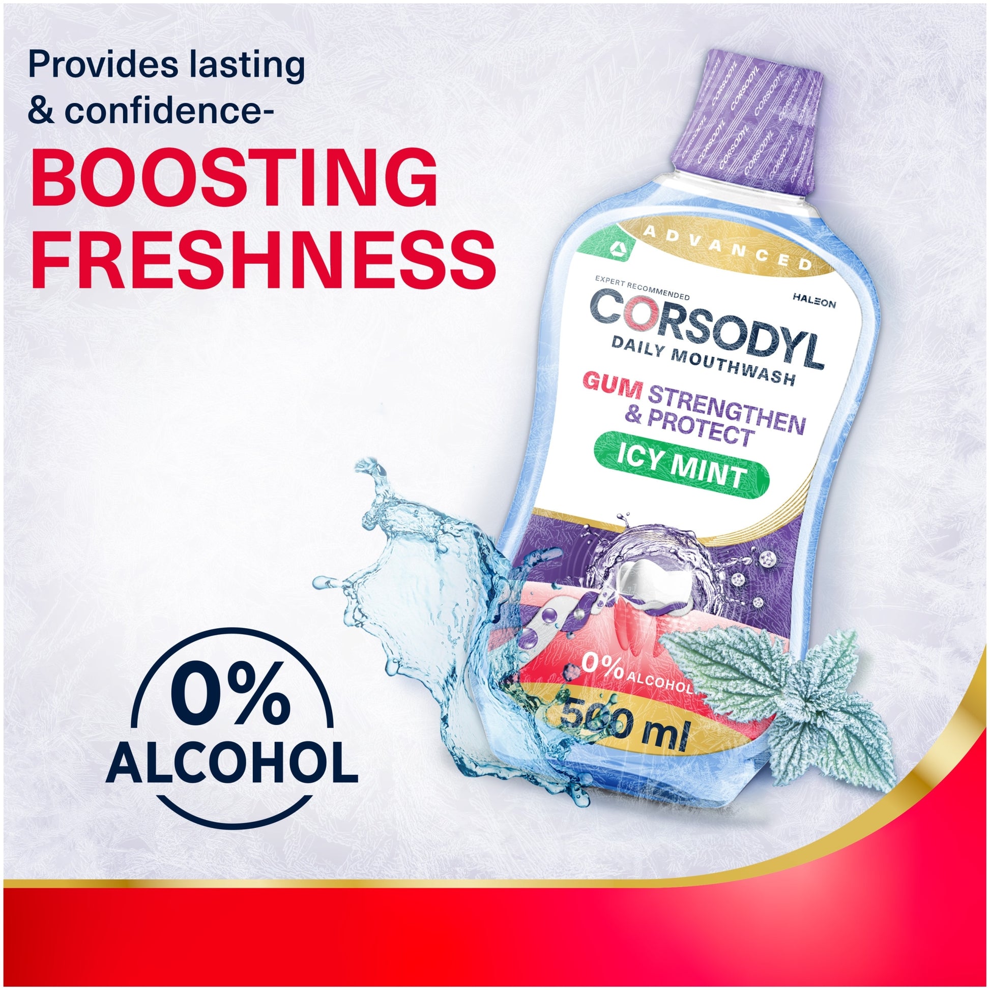 Corsodyl Gum Strengthen & Protect Icy Mint Mouthwash 500ml — image 5