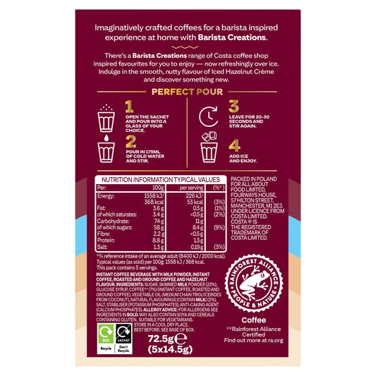 COSTA Coffee Iced Hazelnut crème 5x14.5g — image 2