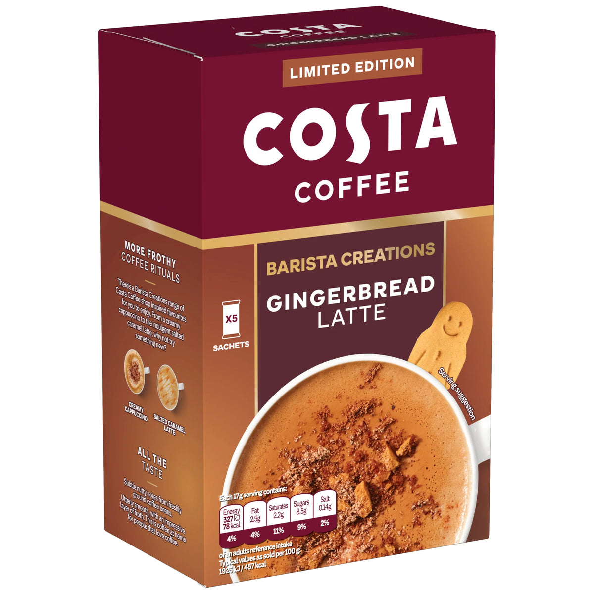 Costa Limited edition Gingerbread Latte Coffee Sachets 5x17g — image 5